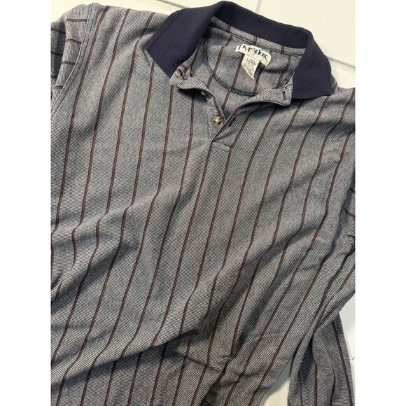 Mens Vintage Soprano Style Paradox MT/LT Navy Pin Stripe Long Sleeve Polo - Picture 3 of 8